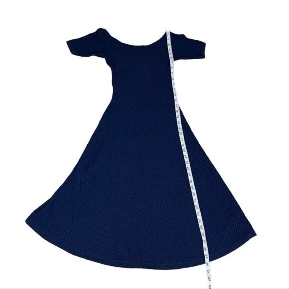 Michael Kors Navy Textured Stretch Fit & Flare Dress Size XS - Picture 6 of 7